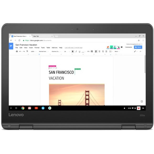 Lenovo 300e Chromebook 2e génération 81MB007YUS Chromebook à écran tactile 11,6" - HD - 1366 x 768 - Intel Celeron N4020 Dual-core (2 cœurs) 1,10 GHz - 4 Go de RAM totale - 4 Go de mémoire embarquée - 32 Go de mémoire flash - Noir 81MB007YUS