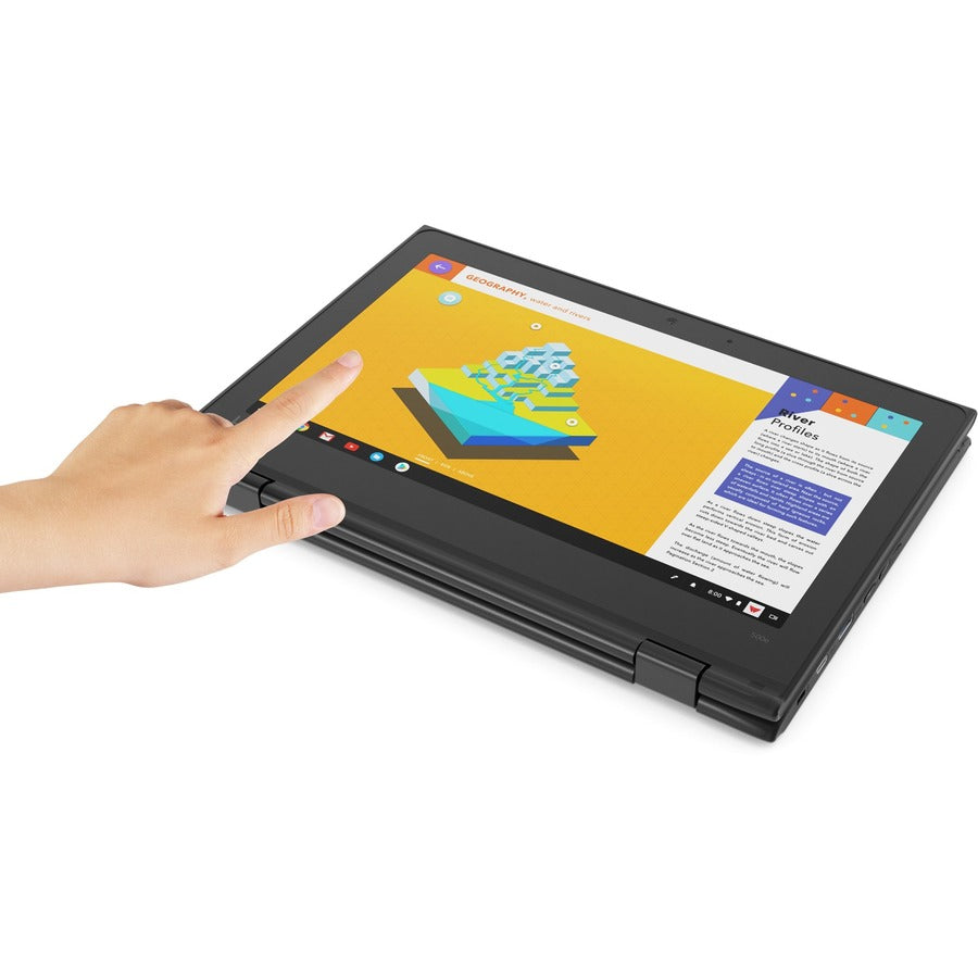 Lenovo 500e Chromebook 2e génération 81MC005AUS Chromebook convertible 2 en 1 à écran tactile 11,6" - HD - 1366 x 768 - Intel Celeron N4120 Quad-core (4 cœurs) 1,10 GHz - 4 Go de RAM totale - 32 Go de mémoire flash - Noir 81MC005AUS