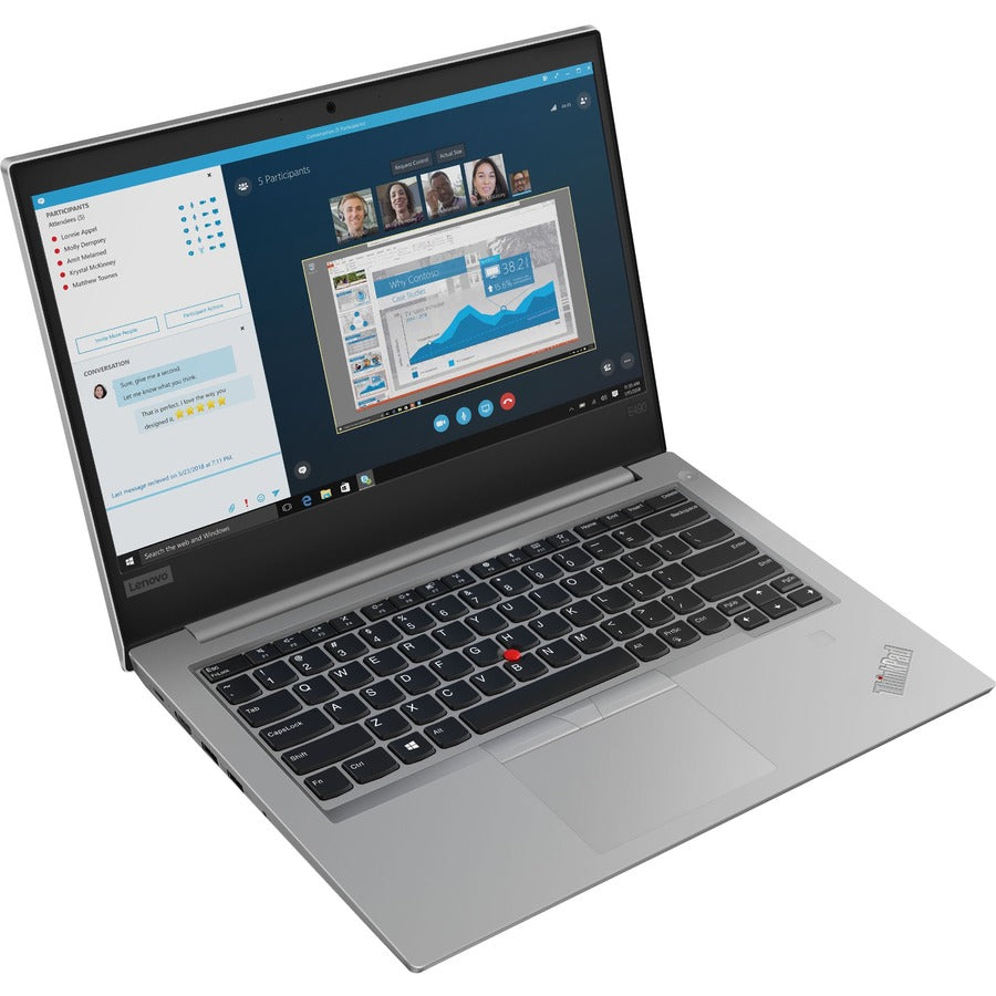 Ordinateur portable Lenovo ThinkPad E490 20N8001LUS 14" - 1920 x 1080 - Intel Core i7 8e génération i7-8565U Quad-core (4 cœurs) 1,80 GHz - 8 Go de RAM totale - SSD 256 Go - Argent 20N8001LUS