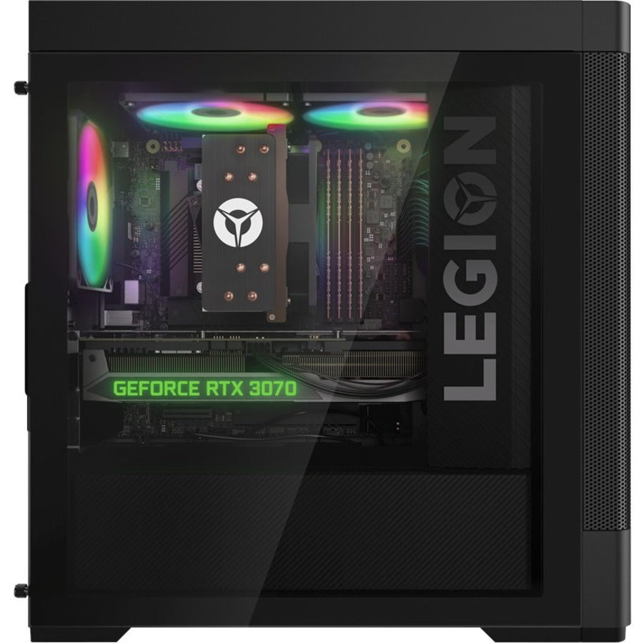 Ordinateur de bureau de jeu Lenovo Legion T5 26IAB7 90SU000QFZ - Intel Core i7 12e génération i7-12700 Dodeca-core (12 cœurs) - 16 Go de RAM DDR5 SDRAM - 1 To de SSD M.2 PCI Express NVMe 4.0 - Tour - Noir corbeau 90SU000QFZ