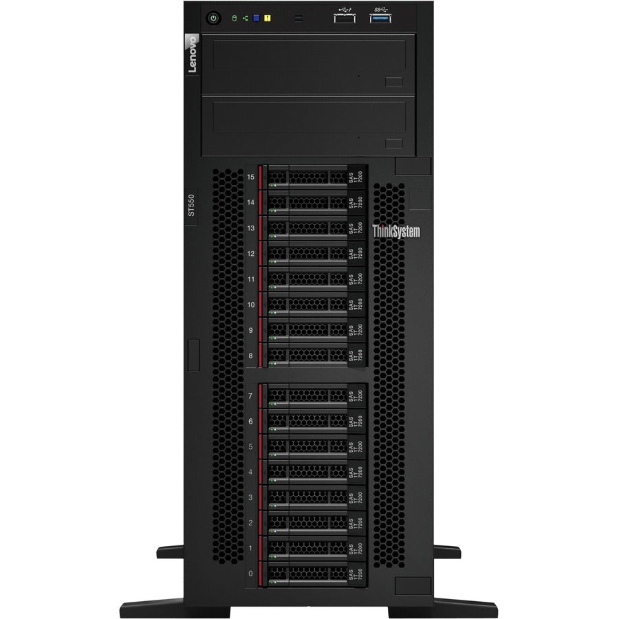 Lenovo ThinkSystem ST550 7X10A0DVNA 4U Tower Server - 1 x Intel Xeon Silver 4208 2.10 GHz - 16 GB RAM - 12Gb/s SAS, Serial ATA/600 Controller 7X10A0DVNA