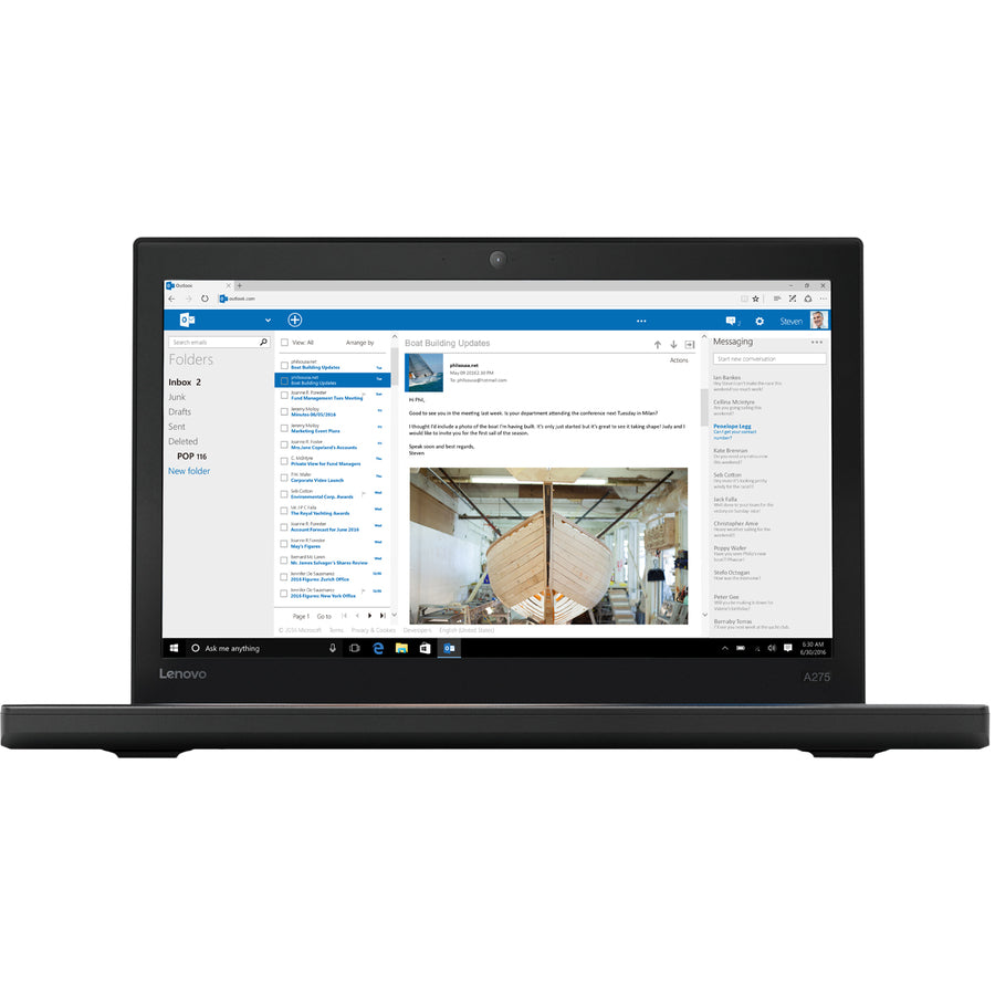 Ordinateur portable Lenovo ThinkPad A275 20KD0013US 12,5" - 1920 x 1080 - AMD A-Series A12-9800B Quad-core (4 cœurs) 2,70 GHz - 8 Go de RAM totale - SSD 256 Go 20KD0013US