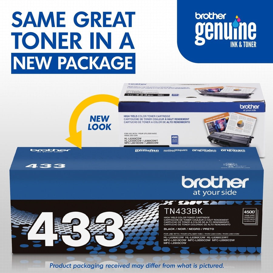Cartouche de toner laser à haut rendement d'origine Brother TN433BK - Noir - 1 unité TN433BK