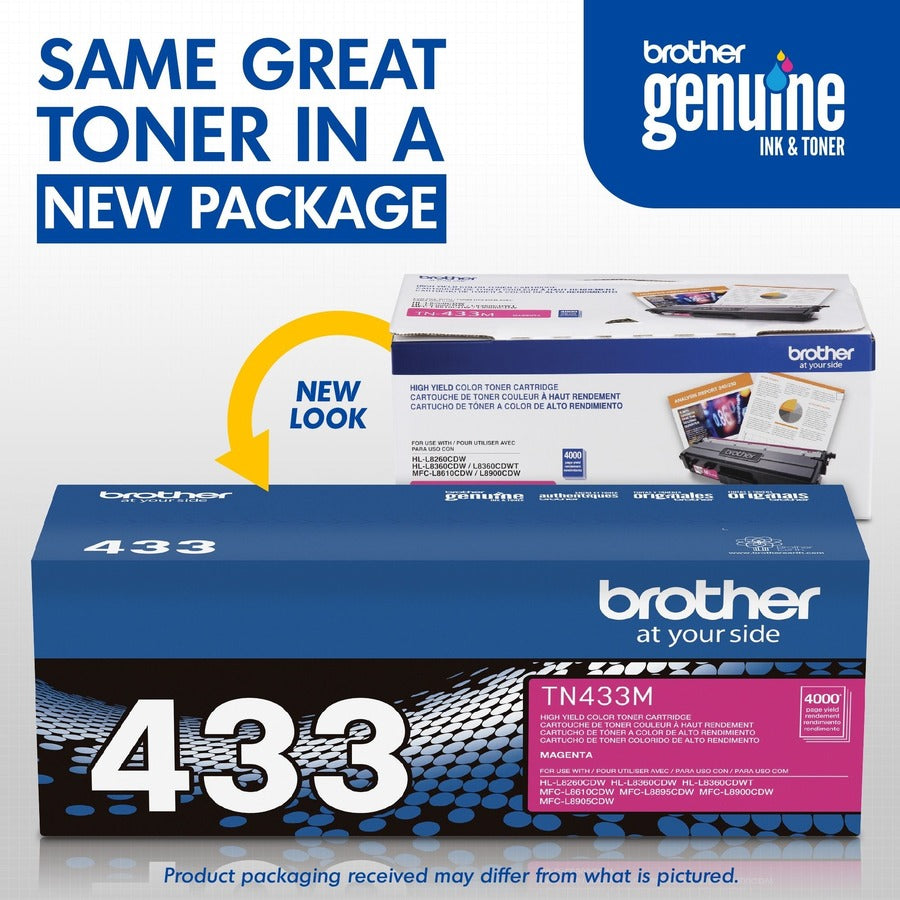 Brother TN433M Original High Yield Laser Toner Cartridge - Magenta - 1 Each TN433M