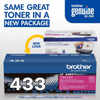 Brother TN433M Original High Yield Laser Toner Cartridge - Magenta - 1 Each TN433M
