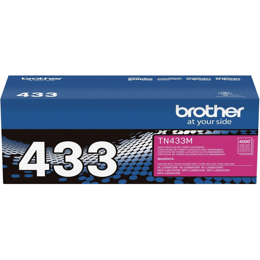 Brother TN433M Original High Yield Laser Toner Cartridge - Magenta - 1 Each TN433M