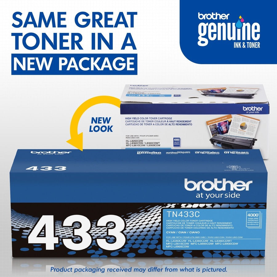 Brother TN433C Original High Yield Laser Toner Cartridge - Cyan - 1 Each TN433C