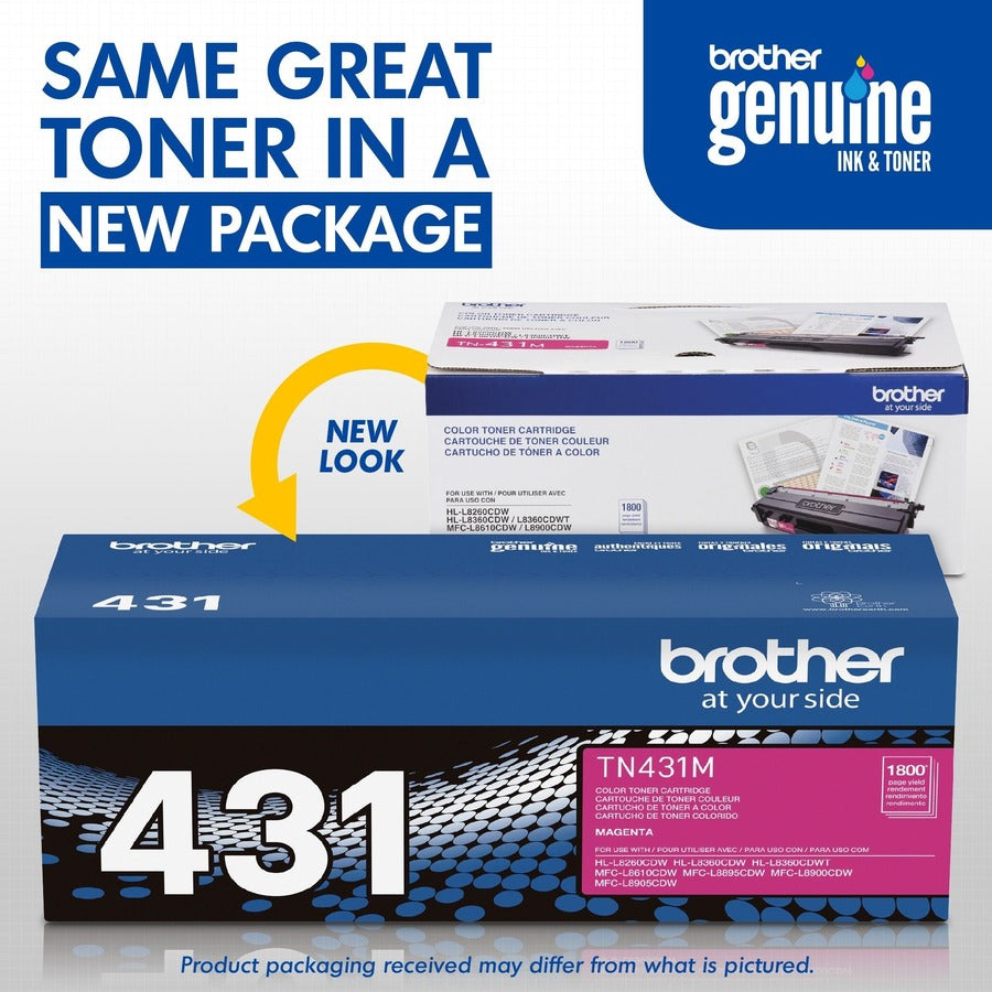 Cartouche de toner laser d'origine Brother TN431M à rendement standard - Magenta - 1 unité TN431M