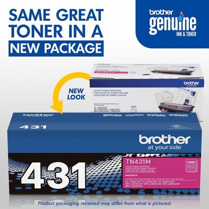 Cartouche de toner laser d'origine Brother TN431M à rendement standard - Magenta - 1 unité TN431M