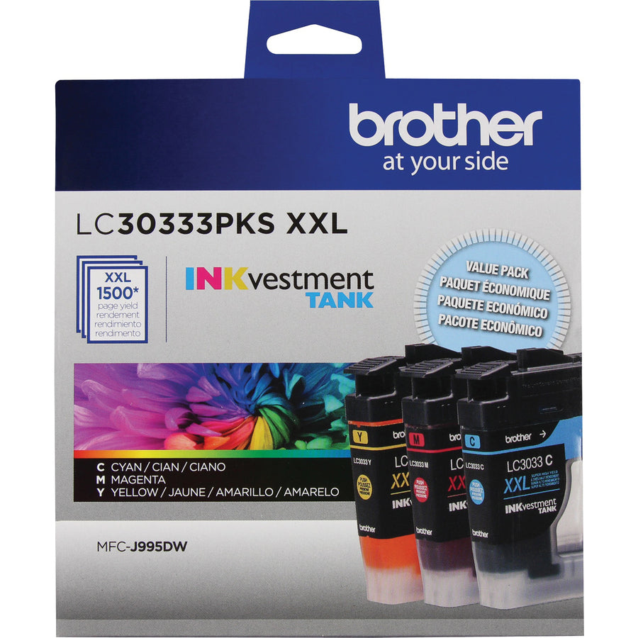 Brother LC30333PKS Original Inkjet Ink Cartridge - Magenta, Yellow, Cyan - 1 Pack LC30333PKS