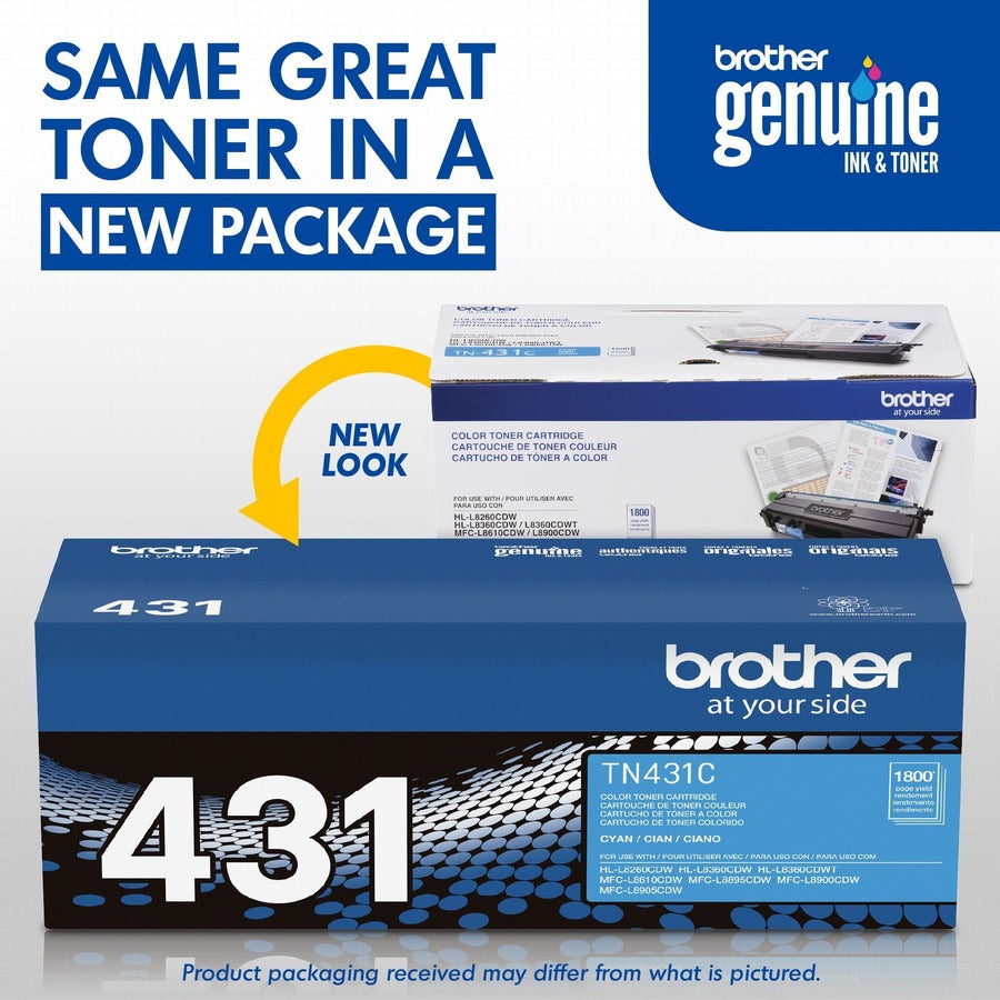 Cartouche de toner laser d'origine Brother TN431C à rendement standard - Cyan - 1 unité TN431C