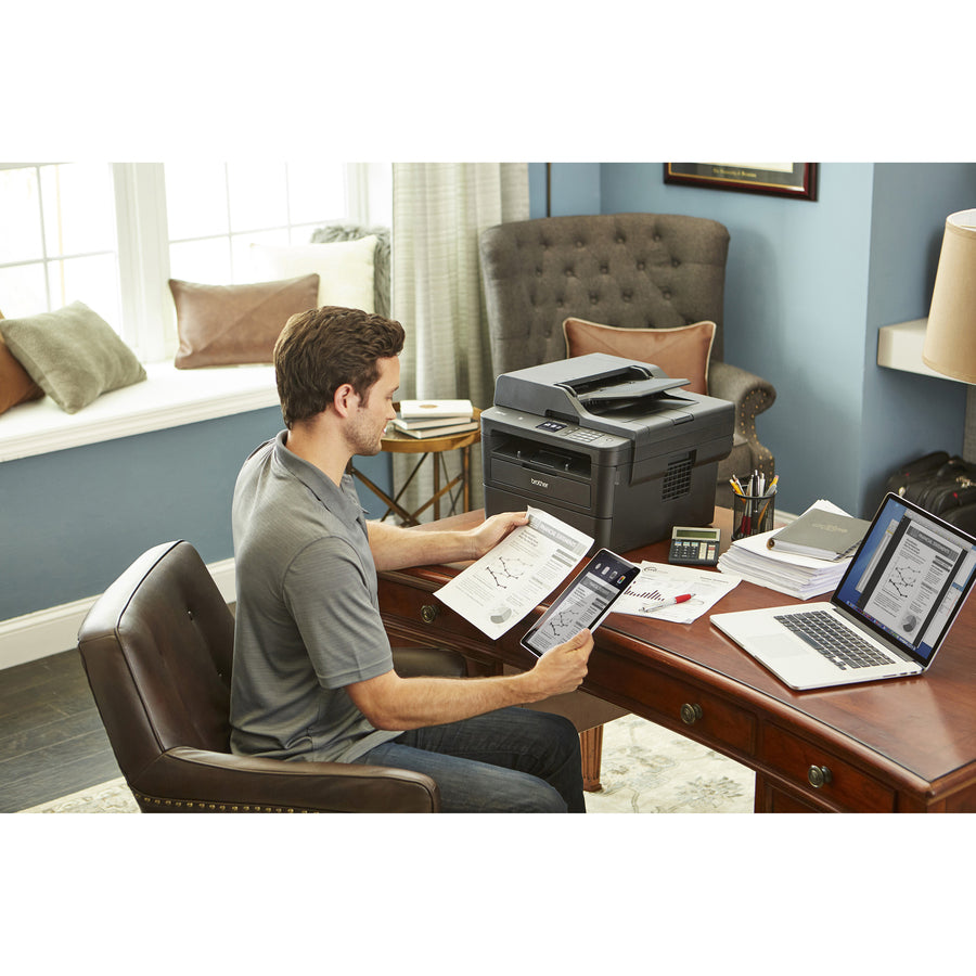 Imprimante laser multifonction Brother MFC-L2750DW avec écran tactile de 2,7 pouces, copie et numérisation recto verso en un seul passage et sans fil et NFC MFC-L2750DW