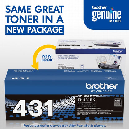 Cartouche de toner laser d'origine Brother TN431BK à rendement standard - Noir - 1 unité TN431BK