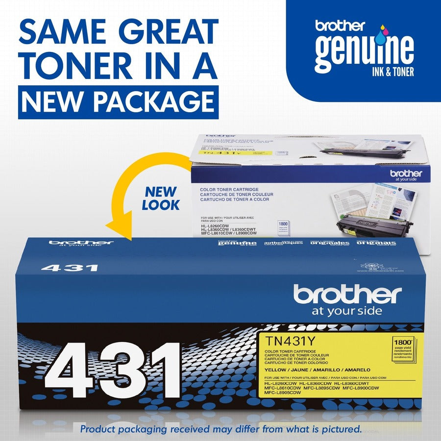 Brother TN431Y Original Standard Yield Laser Toner Cartridge - Yellow - 1 Each TN431Y
