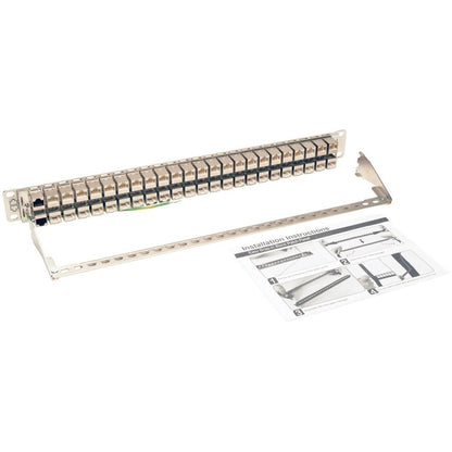 Tripp Lite 48-Port Cat6a Patch Panel Rackmount Shielded Feedthrough RJ45 1U N254-048-SH-6A