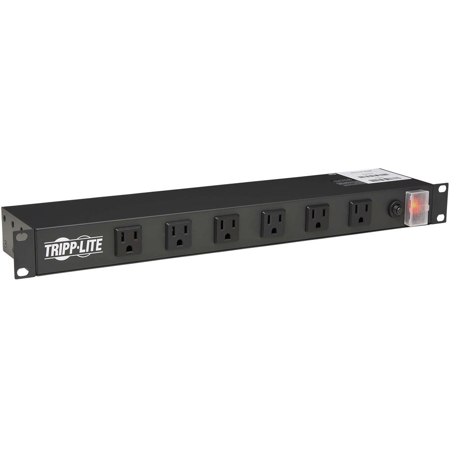 Multiprise Tripp Lite pour montage en rack en métal 120 V 5-15R à angle droit 12 prises 1U RS-1215-RA