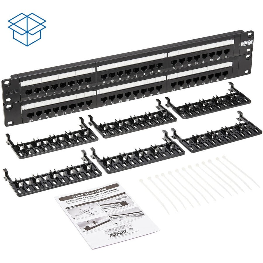 Tripp Lite 48-Port Cat6 Cat5 Patch Panel Rackmount 110 Punch Down RJ45 Ethernet 1URM 568B N252-048