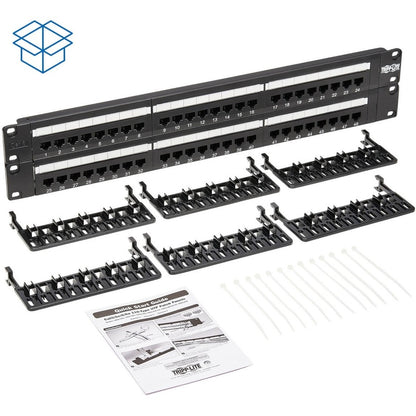 Tripp Lite 48-Port Cat6 Cat5 Patch Panel Rackmount 110 Punch Down RJ45 Ethernet 1URM 568B N252-048