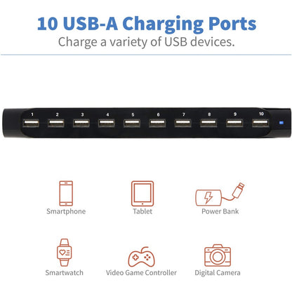 Chargeur USB 10 ports Tripp Lite avec stockage intégré U280-010-ST