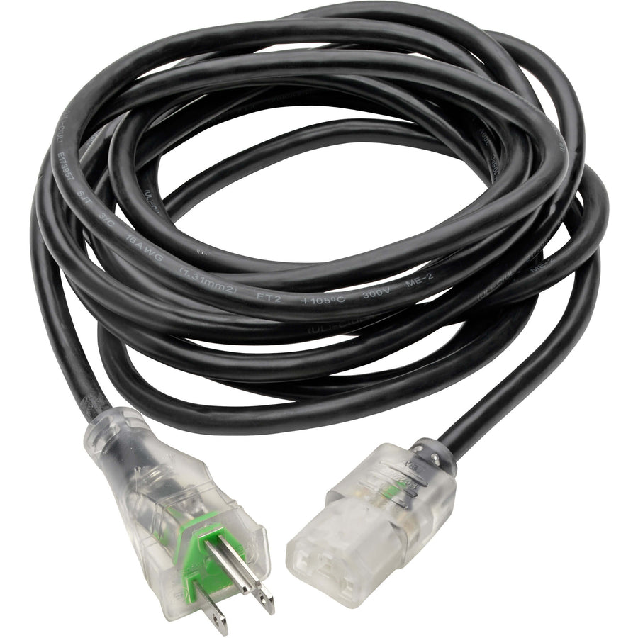 Câble d'alimentation pour ordinateur Tripp Lite 15 pieds Câble médical hospitalier 5-15P vers C13 Transparent 13A 16AWG 15' P006-015-HG13CL