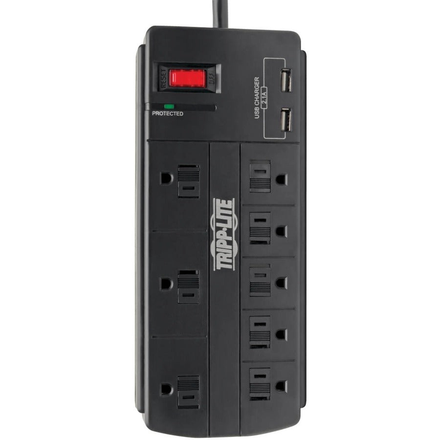 Multiprise avec parasurtenseur Tripp Lite, 8 prises, 2 ports de chargement USB, cordon de 8 pieds - 8 x NEMA 5-15R, 2 x USB - 1875 VA - 1200 J - Entrée 120 V CA TLP88USBB