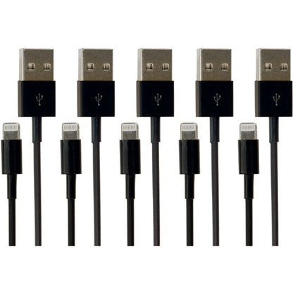 Câble VisionTek Lightning vers USB 1 mètre Noir Lot de 5 (M/M) 900784