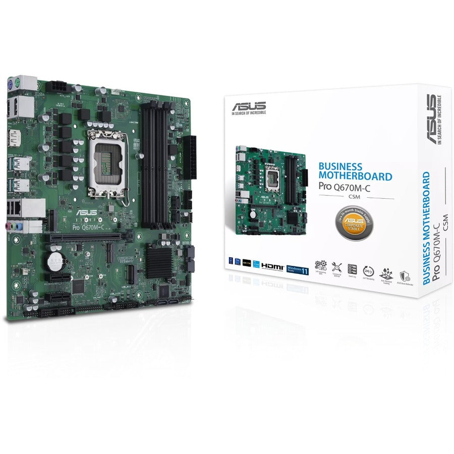 Carte mère de bureau Asus PRO Q670M-C-CSM - Chipset Intel Q670 - Socket LGA-1700 - Mémoire Intel Optane compatible - Micro ATX PRO Q670M-C-CSM
