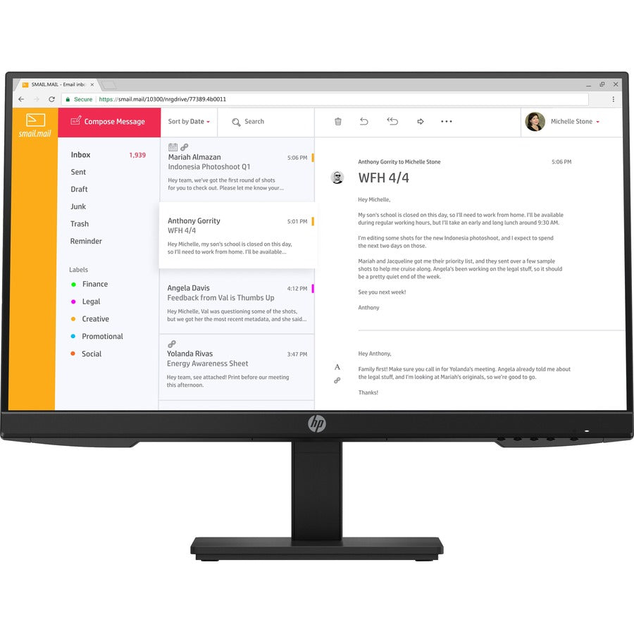 HP P24h G4 23.8" Full HD LCD Monitor - 16:9 - Black 9UJ13A8#ABA