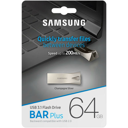 Clé USB 3.1 Samsung BAR Plus 64 Go Champagne Silver MUF-64BE3/AM