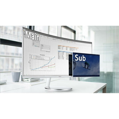 Moniteur LCD LED Quantum Dot incurvé double Full HD (DFHD) Samsung C34J791WTN 34" - 21:9 - Argent, blanc LC34J791WTNXZA