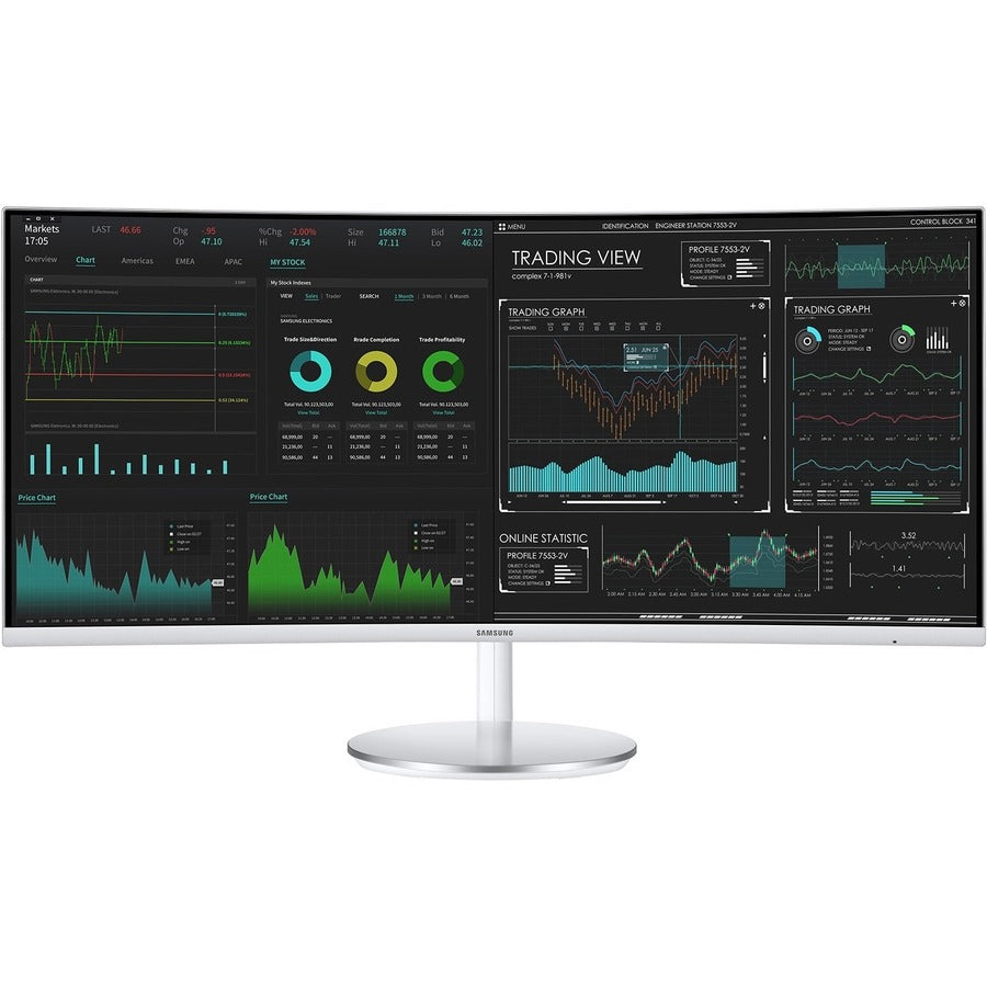Moniteur LCD LED Quantum Dot incurvé double Full HD (DFHD) Samsung C34J791WTN 34" - 21:9 - Argent, blanc LC34J791WTNXZA