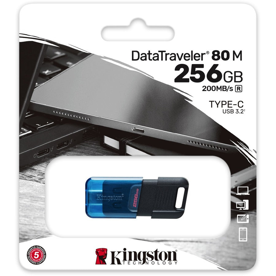 Clé USB 3.2 (1ère génération) Type C Kingston DataTraveler 80 M 256 Go DT80M/256 Go