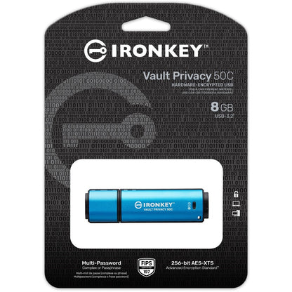 Clé USB 3.2 (Gen 1) Type C Kingston Vault Privacy 50 Series 8 Go IKVP50C/8 Go
