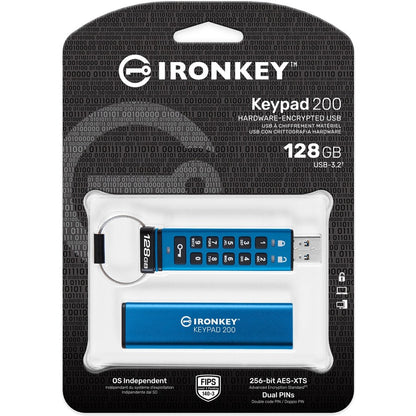 Clé USB 3.2 (1ère génération) Type A Kingston Keypad 200 128 Go IKKP200/128 Go