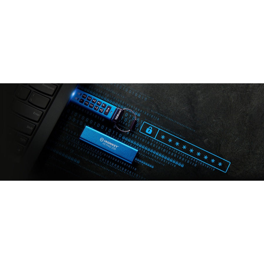 Clé USB 3.2 (1ère génération) Type A Kingston Keypad 200 128 Go IKKP200/128 Go