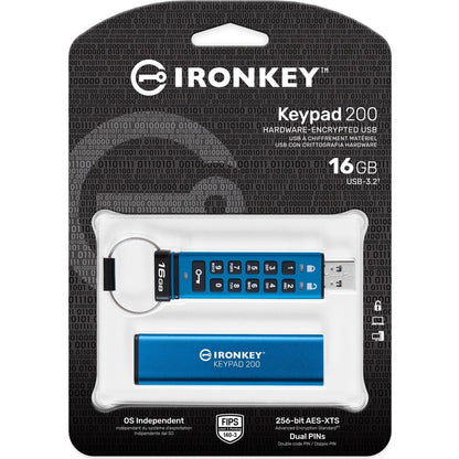 Clé USB 3.2 (1ère génération) Type A Kingston Keypad 200 16 Go IKKP200/16 Go