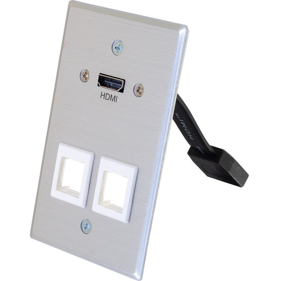 Plaque murale traversante HDMI 1 gang C2G avec deux prises Keystone - Aluminium 60160
