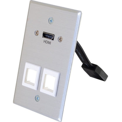 Plaque murale traversante HDMI 1 gang C2G avec deux prises Keystone - Aluminium 60160