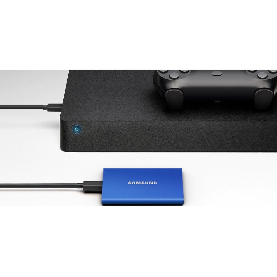 Disque SSD portable Samsung T7 MU-PC2T0H/AM 2 To - Externe - PCI Express NVMe - Bleu indigo MU-PC2T0H/AM