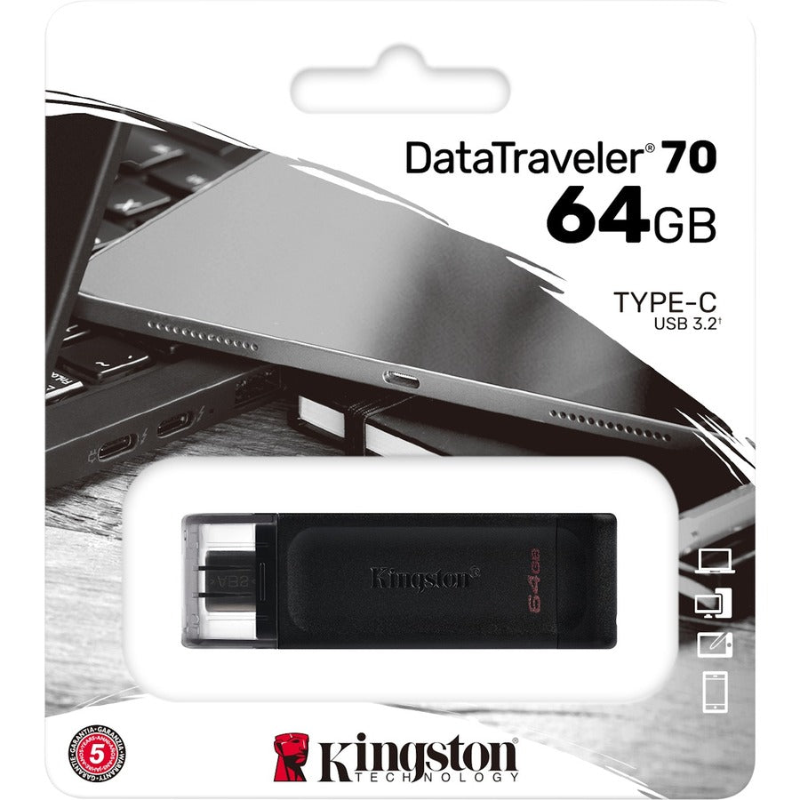 Clé USB 3.2 (1ère génération) Type C Kingston DataTraveler 70 64 Go DT70/64GBCR