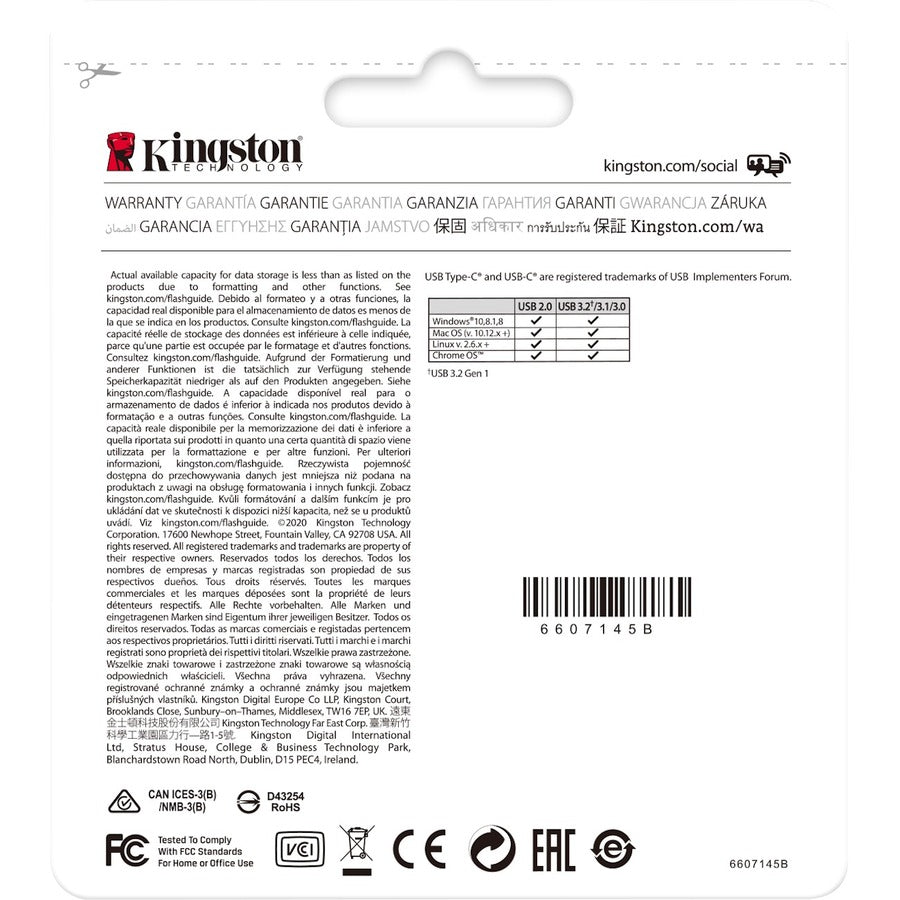 Clé USB 3.2 (1ère génération) Type C Kingston DataTraveler 70 64 Go DT70/64GBCR