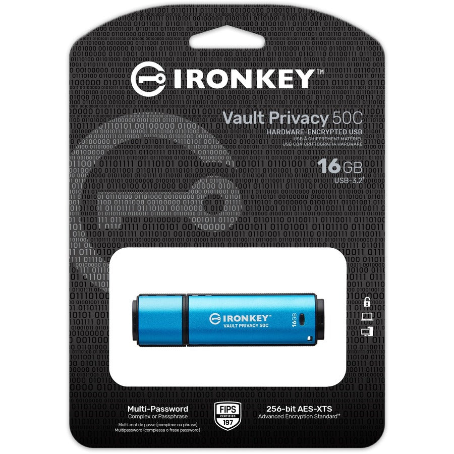 Clé USB 3.2 (Gen 1) Type C Kingston Vault Privacy 50 Series 16 Go IKVP50C/16GB