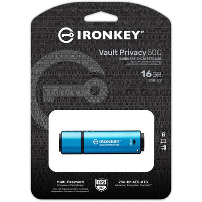 Clé USB 3.2 (Gen 1) Type C Kingston Vault Privacy 50 Series 16 Go IKVP50C/16GB