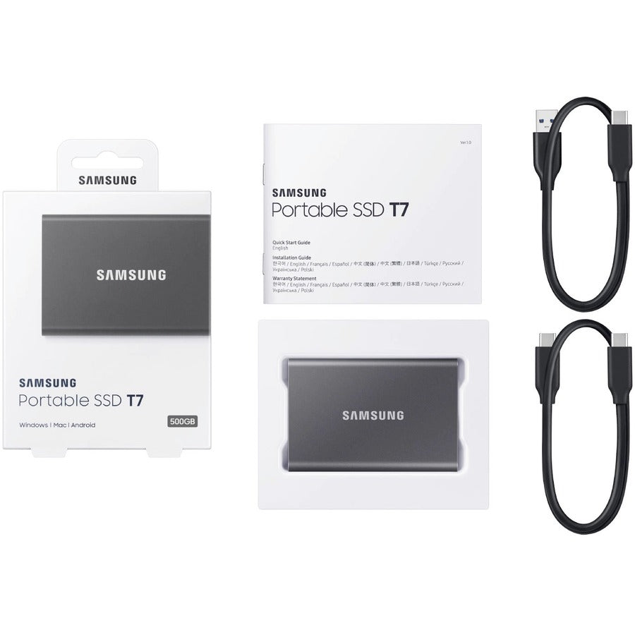 Disque SSD portable Samsung T7 MU-PC1T0T/AM 1 To - Externe - PCI Express NVMe - Gris Titane MU-PC1T0T/AM