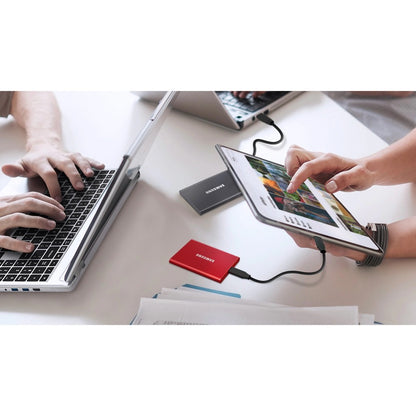 Disque SSD portable Samsung T7 MU-PC1T0T/AM 1 To - Externe - PCI Express NVMe - Gris Titane MU-PC1T0T/AM