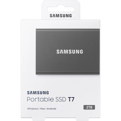 Disque SSD portable Samsung T7 MU-PC2T0T/AM 2 To - Externe - PCI Express NVMe - Gris Titane MU-PC2T0T/AM