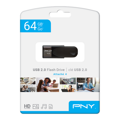 PNY 64GB Attach&eacute; 4 USB 2.0 Flash Drive P-FD64GATT4-GE