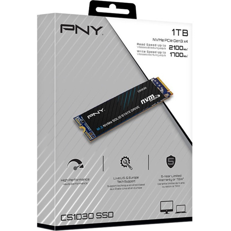 Disque SSD PNY CS1030 1 To - M.2 2280 interne - PCI Express NVMe (PCI Express NVMe 3.0 x4) M280CS1030-1TB-RB
