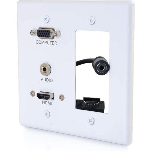 Plaque murale décorative double VGA, audio 3,5 mm et HDMI C2G blanche 39877