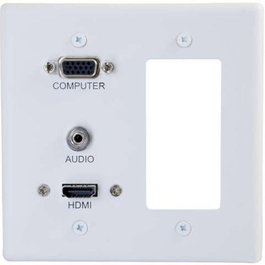 Plaque murale décorative double VGA, audio 3,5 mm et HDMI C2G blanche 39877